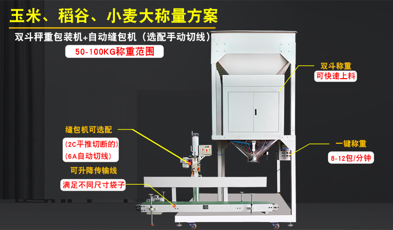 25-100kg玉米 稻谷 小麥大稱重包裝機(jī)